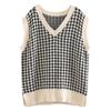 Women's Casual V-Neck Pullover Shirt Collision Color Sleeveless Sweater Vest