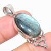Natural Labradorite Gemstone 925 Solid Sterling Silver Gift Pendant 1.75" W3J15