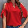 Женские модные повседневные летние весенние однотонные блузки и рубашки с v-образным вырезом и короткими рукавами с принтом