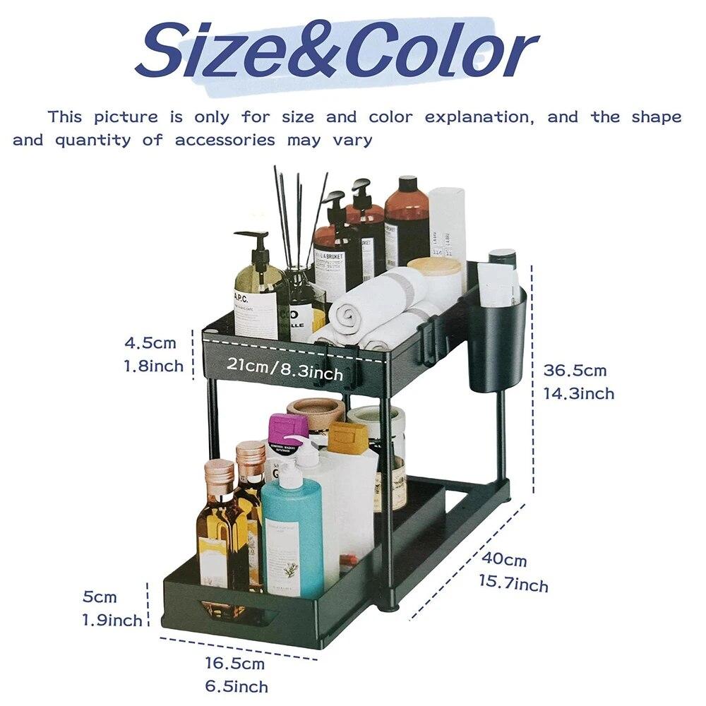Pullable Double-Layer Storage Rack, Kitchen Sink Disassembly And Storage Countertop, Spice Rack, Seasoning Storage Rack