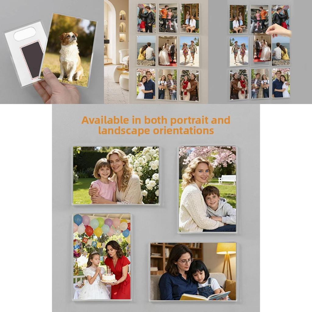 Acrylic Photo Frame Magnetic Refrigerator Magnet With Diy Photo Wall For Home Decor