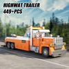Технический Город 449 деталей Модель Тяжелого Эвакуатора Набор Строительных Блоков Грузовик-Прицеп для Шоссе MOC Автомобильные Игрушки Для Детей Мальчиков Подарки