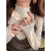 Wood Ear Edge Atmosphere Knitted Sweater Women's Spring Semi-turtleneck Inner Top Autumn and Winter Texture Base Sweater