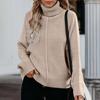 МОДА Женская осенне-зимняя свободная однотонная трикотажная водолазка с длинными рукавами и вязанным свитером
