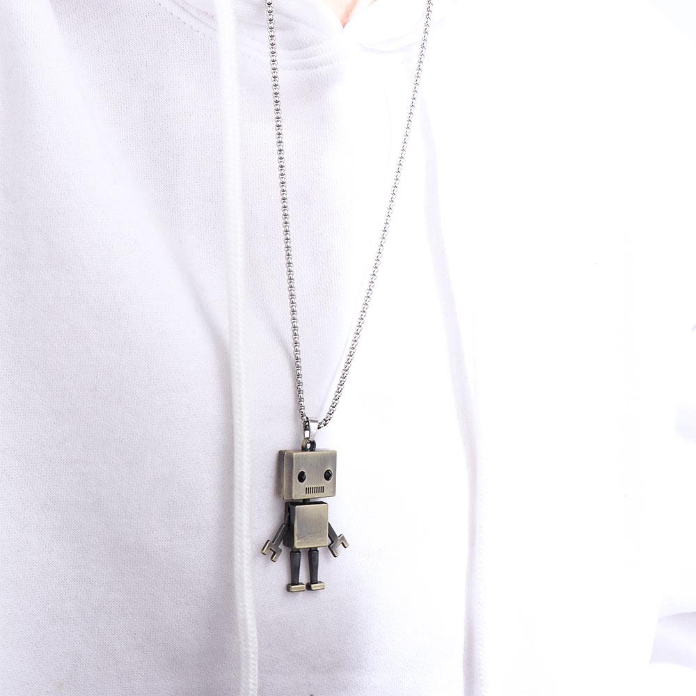 Punk Hip Hop Stainless Steel Metal Pendant Choker Robot Necklace Man Necklace Birthday Present