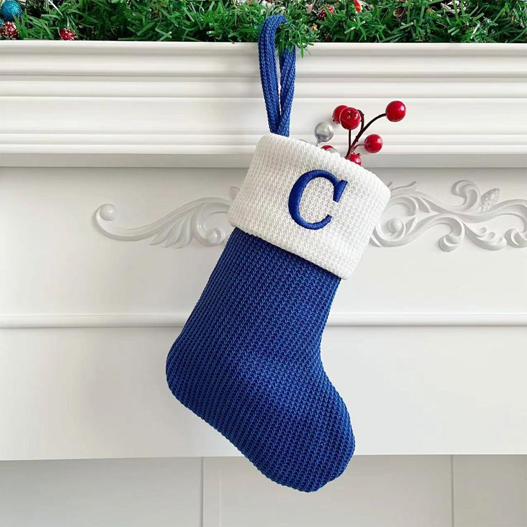 Christmas Stockings Small Embroidered Letter Knitted Xmas Hanging Stocking Decorations Christmas Party Decor