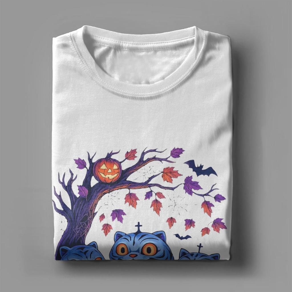 Men Spooky Huntrix Halloween Derpy Tiger T Shirt Pure Cotton Tops Novelty Short Sleeve Round Neck Tees Summer T-Shirts