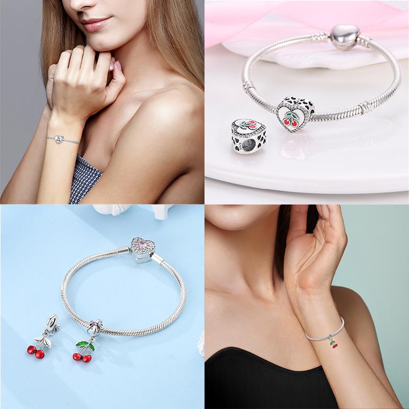 Подходит для браслетов Pandora, медные подвески, цвет: клубника, вишня, черника, фрукты, сладкий, оригинальный, DIY украшения, день рождения, тонкие подарки