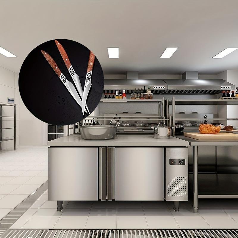 Нож для резки еды шеф-повара, профессиональный нож для производства фруктов и овощей, нож из нержавеющей стали, 3 шт.