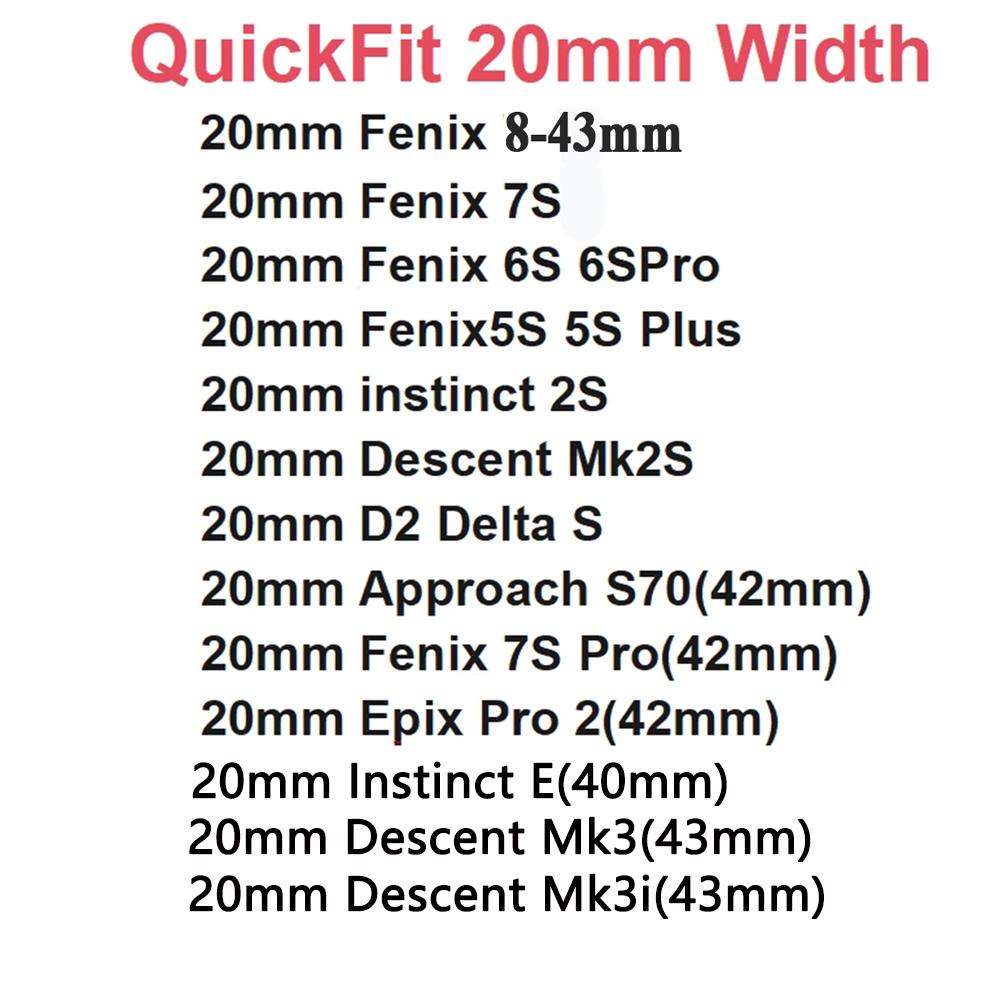 Для Garmin Fenix 8S 7S 6S Pro 5S Plus Ремешок для часов с быстросъемным креплением Descent Mk2S Instinct 2S D2 Delta S Силиконовый 20 мм Браслеты