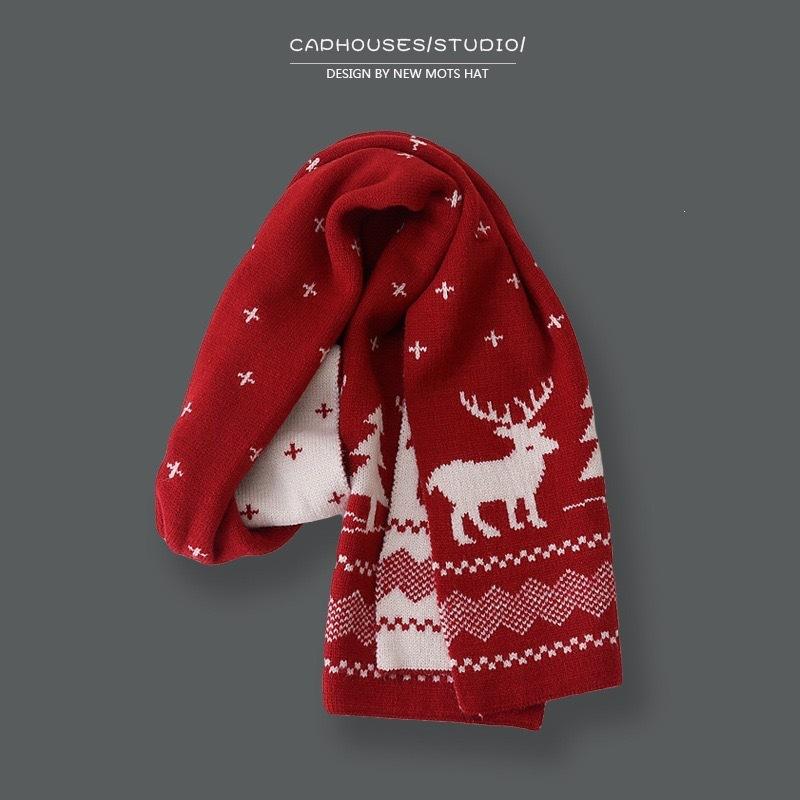 Christmas gift red deer scarf female versatile autumn and winter Korean version student cute skin-friendly scarf warm and lengthened