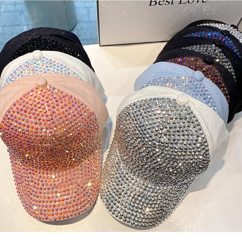 Летняя женская бейсболка Корейская дикая Весенне-осенняя Кепки со стразами Мода Индивидуальность Уличные акценты Хип-хоп шляпы EMA