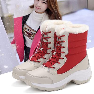 Женские зимние теплые высокие хлопковые туфли плюс бархатные теплые женские туфли-трубы большого размера