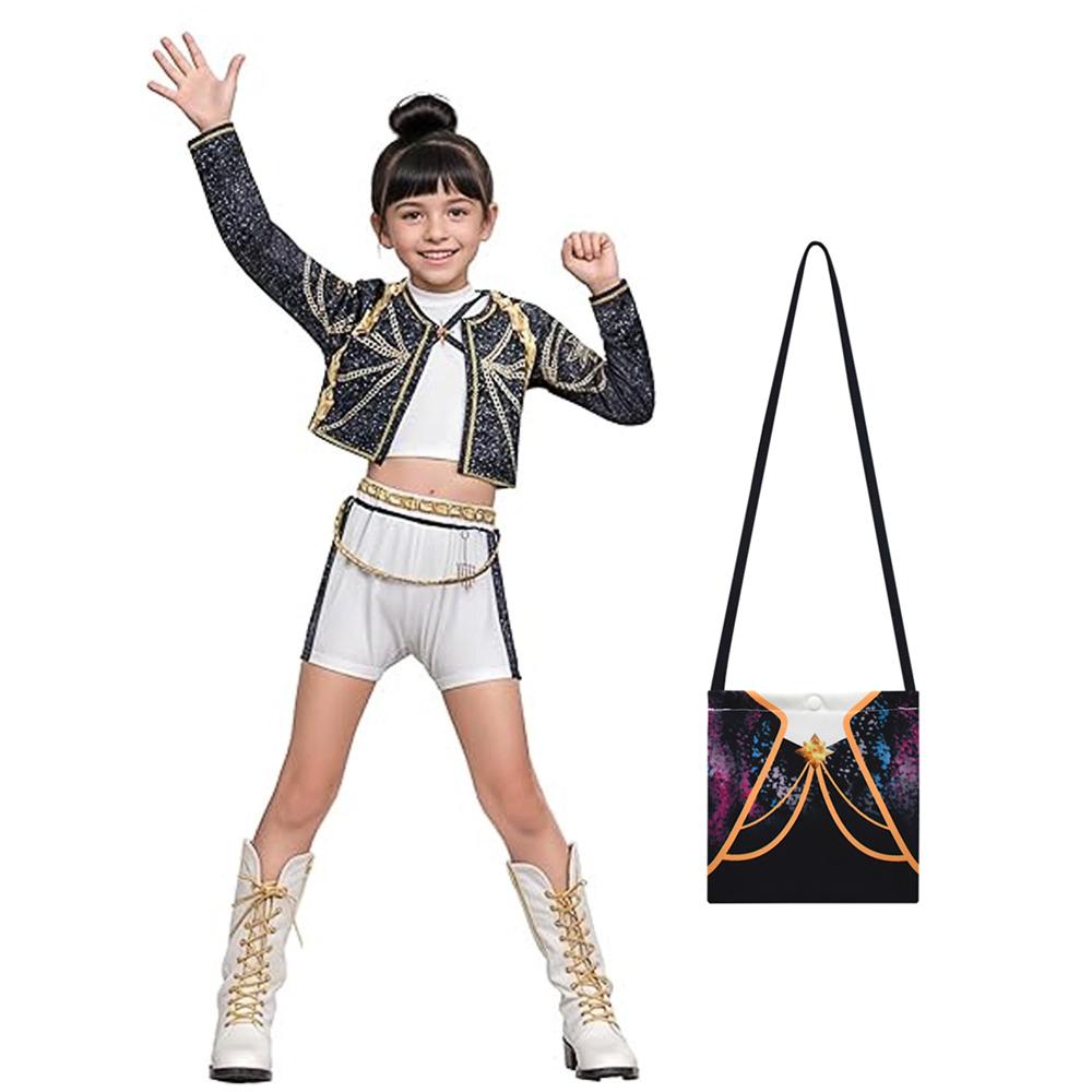Девочки Дети Руми K-Pop Охотник на демонов Косплей Детский Черный Золотой Костюм Детская Маскировка Выступление Ролевая Игра Униформа Хэллоуин