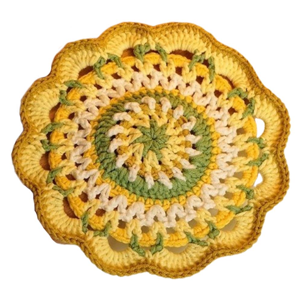 Mandala Pattern Coasters Set DIY Material Package with Crochet Hook Mandala Ceramic Cup Coaster Mug Tea Coaster for Beginners