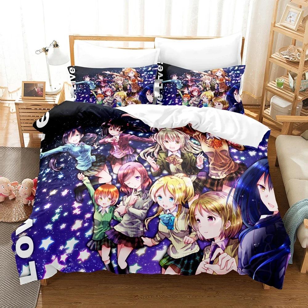 Аниме 3D The Love Live Постельное белье Пододеяльник Комплект с наволочкой Твин Полный Queen King Постельное белье Постельное белье на заказ