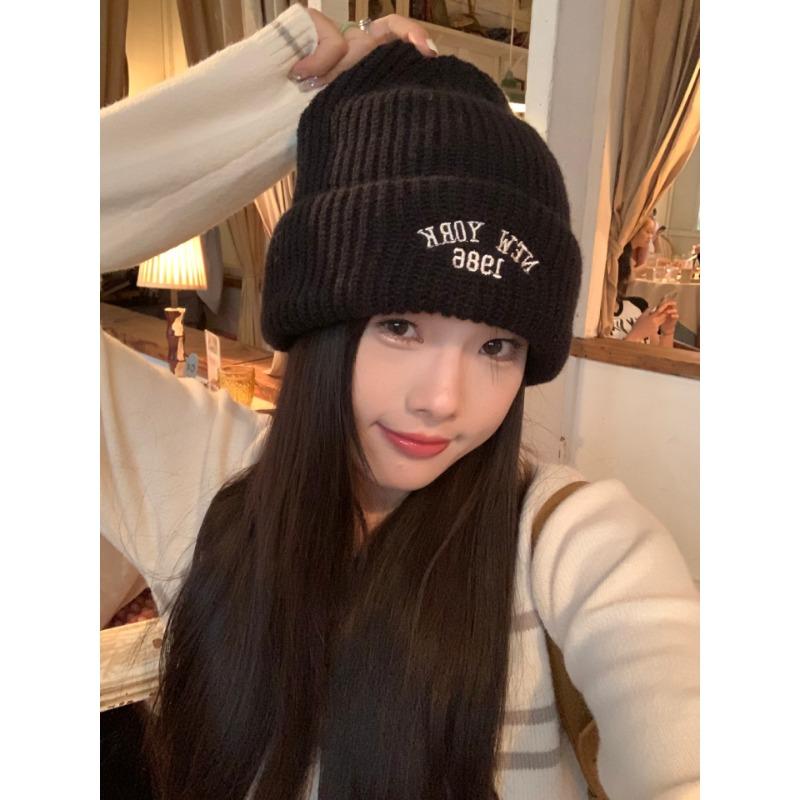 Модная вязаная шапка осенне-зимнего стиля, утолщенная теплая, для большого обхвата головы, подчеркивающая лицо, маленькая шерстяная шапка-пуловер с защитой ушей