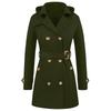 Women's Fashion Solid Color Collar Long Sleeve Double Breasted Windbreaker With Belt Coat
