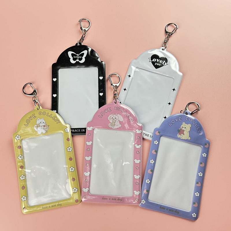 3 Inch Kawaii Photocard Holder Kpop Idol Photo Card Holder Photo Cute Bus Card ID Holder Idol Photocard Pendant Keychain