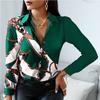 Print Long Sleeve Women's Shirts Fashion Vintage Casual Plus Size Shirt Women Turn Down Collar Leopard Blouse Women Clothing 18972