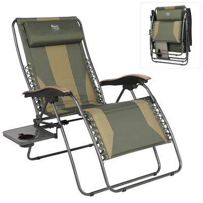 Кресло-реклайнер TIMBER RIDGE складное, грузоподъемность 160 кг, ширина (Ширина сиденья 60см) Регулируемый угол наклона кресла Infinity Chair для кемпинга с подставкой для стаканов и подушкой