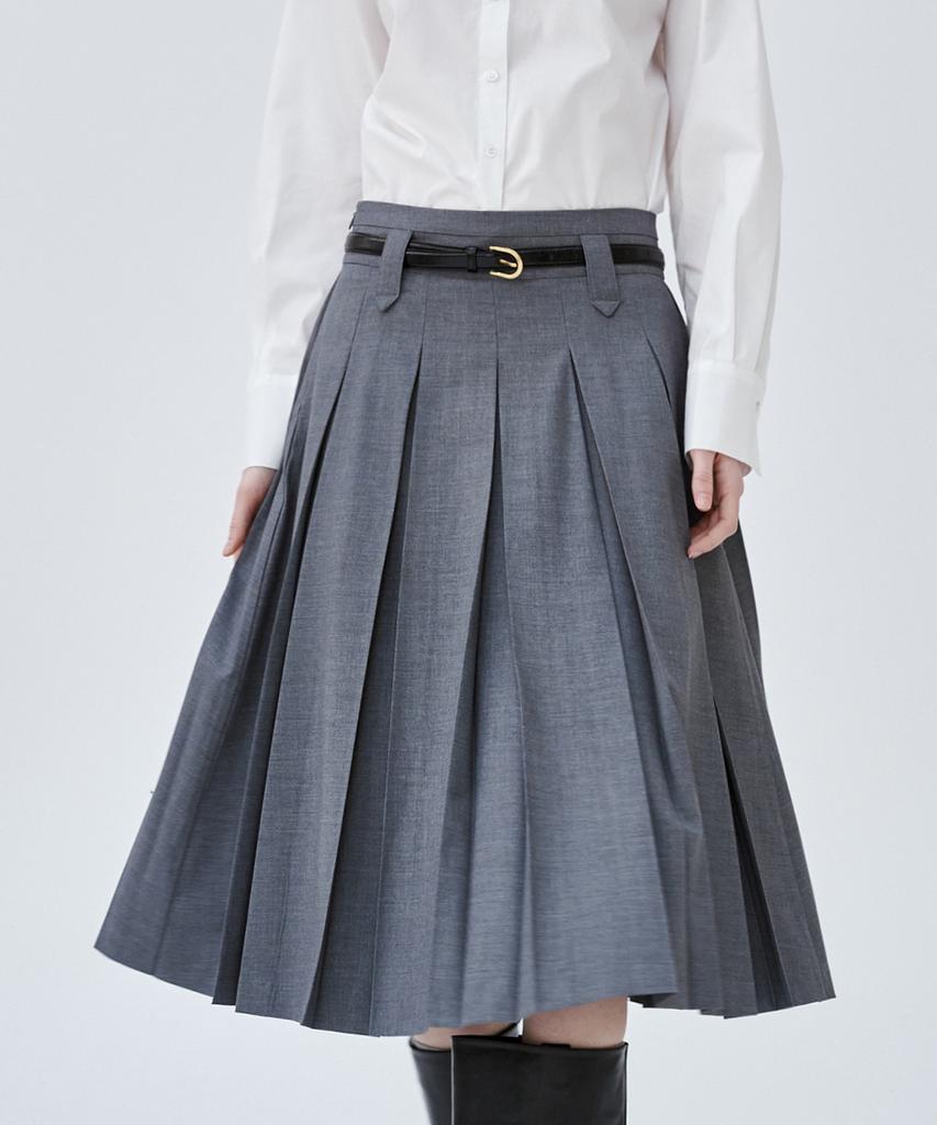Marop 3113 Pleated Skirt (Dark Gray)