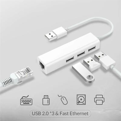 3 USB-порта-концентратора Rj-45 Сетевая карта Lan USB-кабель адаптера Ethernet