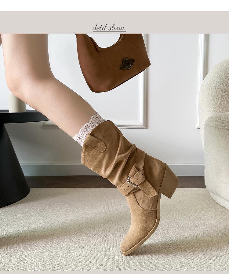 Women's Hidden Heel Western Chunky Ankle Boots - Autumn/Winter 2025 British Style Slimming Martin Boots