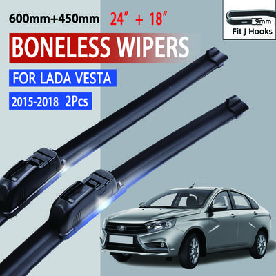 Для Lada Vesta 2015-2018 автомобильный стеклоочиститель U-образный мягкий резиновый бескаркасный без кронштейна автомобильные дворники 24"+18"