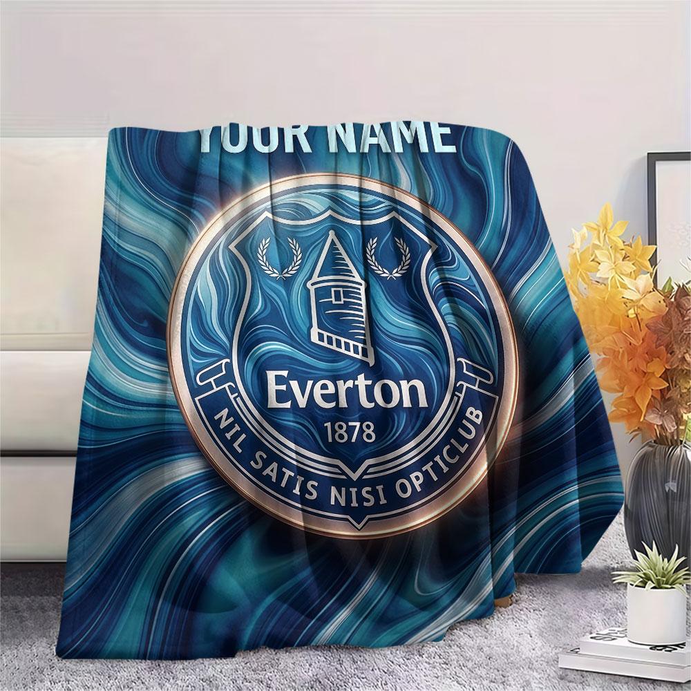 Custom Name,Everton FC Printed Flannel Blanket, soft throw for bedroom sofa, washable, Christmas present, great gift.