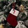Haobei Red Knitted Christmas Stocking Ornament with Embroidered Lettering