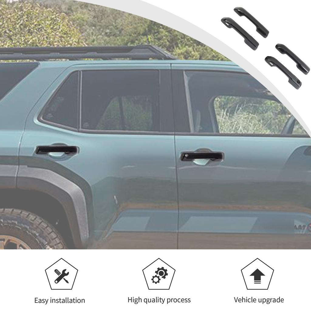 4x Carbon Fiber Door Handle Covers For Tundra 4Runner 2025 w/keyless Accessories