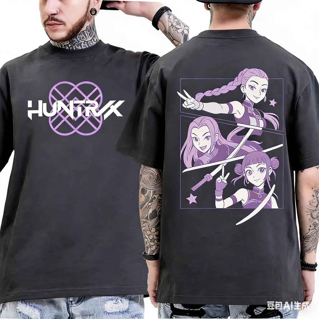 KPop Demon Hunters Rumi Huntrix Saja Boys Tshirt 2026 Summer Mens Womens Luxury Fashion Cotton Tshirt Street Y2K