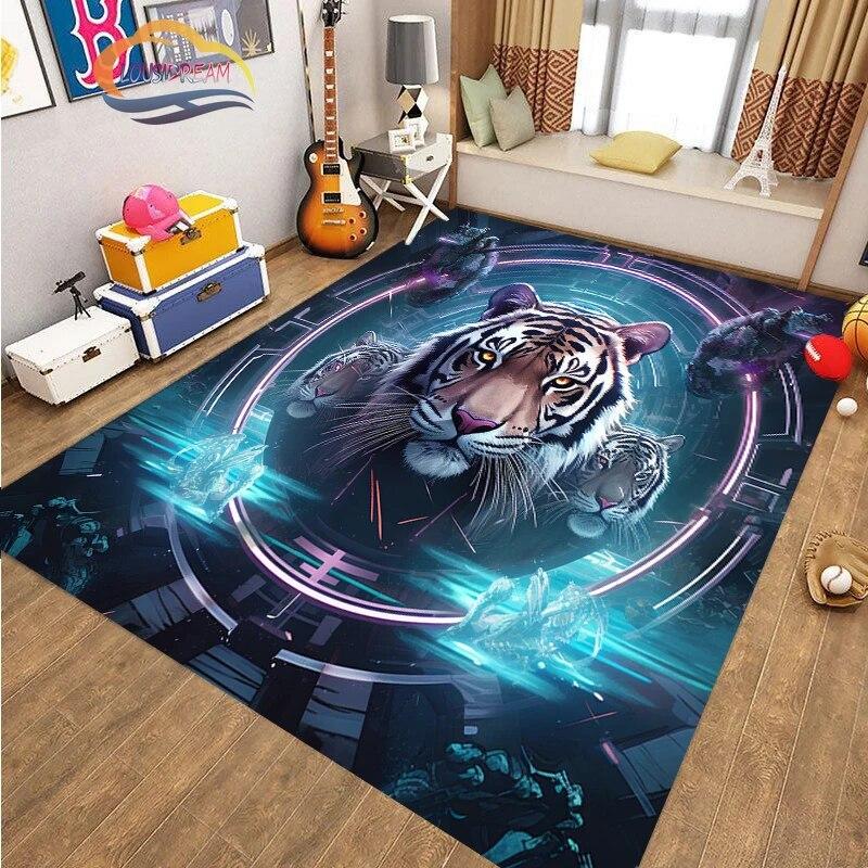 Коврик для пола с изображением животных, крутой тигр, модный ковер с рисунком для украшения дома, подарки, нескользящий коврик для гостиной и детской кровати