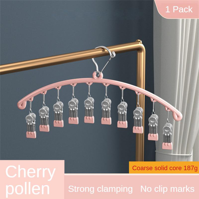 32 Clips Folding Clothes Dryer Hanger Windproof Socks Underwear Drying Rack Household Children Adults Storage Laundry Rack