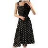 Fashion Women Loose None Sleeve Polka Dot Shouldder Plus Size Casual Dress