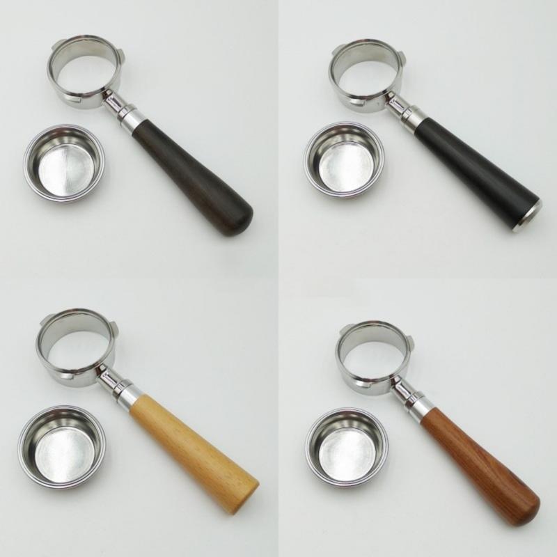 Трёхушковый 58 мм бездонный портафильтр ручка из массива дерева для эспрессо-машин аксессуары коммерческое кофейное оборудование