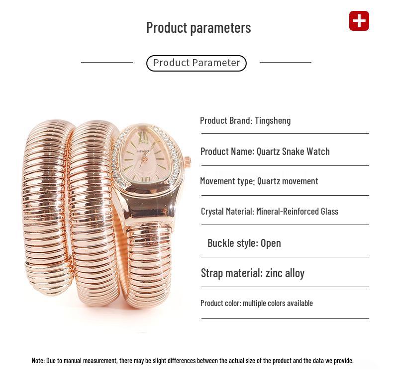 Женский модный браслет в форме змеи с кварцевыми часами - Креативный хип-хоп стиль