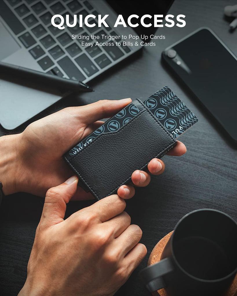 Мужской кошелек из натуральной кожи с RFID-защитой от кражи, металлический держатель для карт - европейский и американский дизайн с алюминиевым сплавом