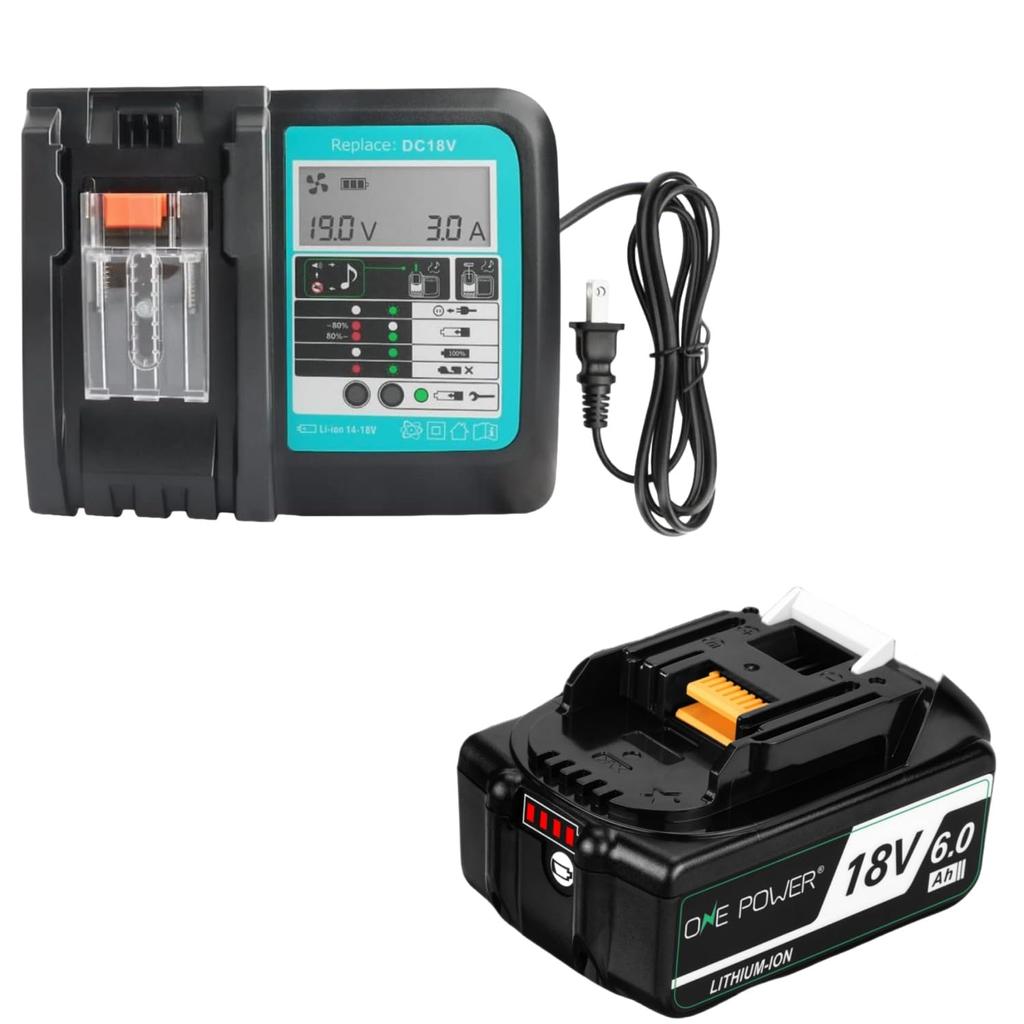 Compatible with Makita 18V BL1860B Compatible with Makita Power Tools Uses Fireproof Material Shell and Battery Cell Compatible with Makita 18V DC18RF