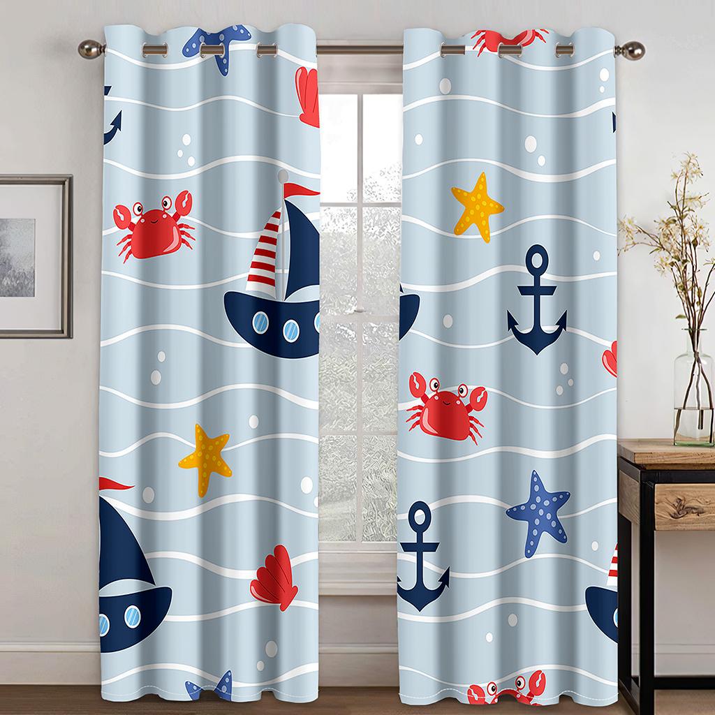 Дешевые Синий Средиземноморский Парусный Якорь Парусник Винтаж OceanWindow Шторы для Гостиной Спальни Декор 2 Шт. Бесплатная Доставка
