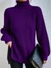 Autumn/Winter Soft Knitwear Fashion Raglan Long Sleeve Turtleneck Split Sweater Casual Warm Solid Mid-length Pullover 29572