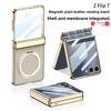 Для Samsung Galaxy Z Flip 7 Чехол Роскошная Кожа PU Кожа Шарнир MagSafe Магнитное Кольцо Подставка Защитная Задняя Крышка Для Z Flip7 Чехол