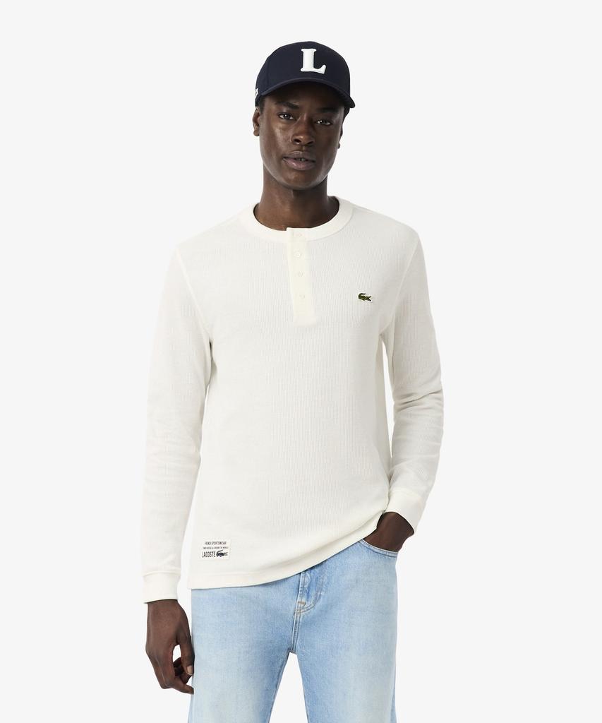 Мужская вафельная футболка с длинным рукавом и воротником-хенли LACOSTE Th1300-56G 70V