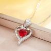 Luxury Red Zircon Rose Flower Heart Necklace Gift For Girlfriend Girls Birthday Valentine Mother'S Day Gift Romantic Accessories