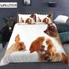 3D собака король королева полный двойной пододеяльник забавный щенок постельное белье подростковый взрослый кавайный питомец животное белый 2/3 шт полиэстер пододеяльник