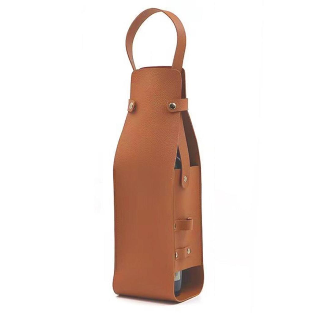 1Pc Wine Gift Bag Reusable PU Champagne Beer Tote Bags Carrier With Handle Liquor Bottle Carry-On Pouch Travel Wine Bag for Birthday Bridal Showers