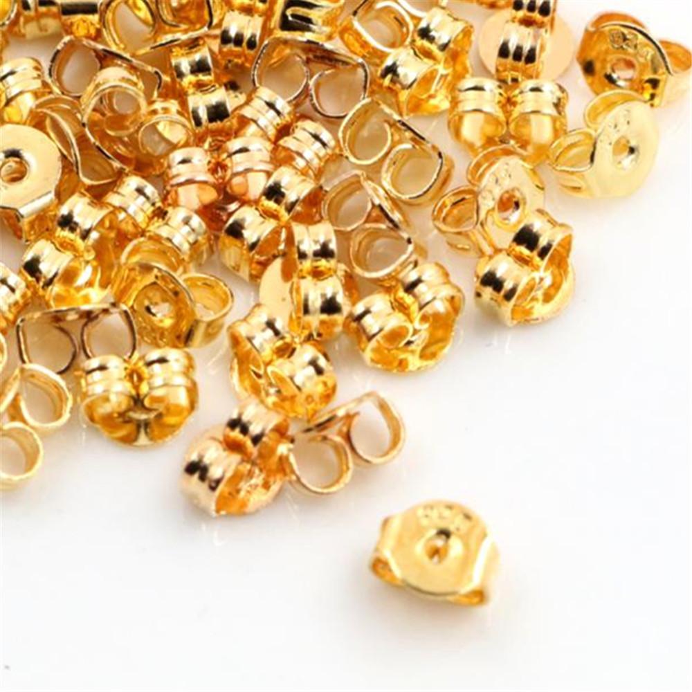 100pcs High Quality 925 Silver Plated Rose Gold Color Copper Earring Back Plug Earring Settings Base Ear Studs Back Whole Sale