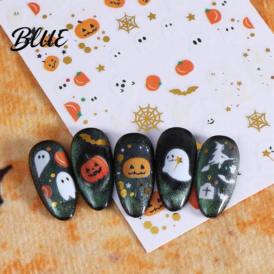 DIY Хэллоуин Наклейки для Маникюра Мультяшная Тыква Призрак Летучая Мышь Наклейки для Украшения Самоклеящиеся Праздничный Маникюр Женские Легкое Нанесение