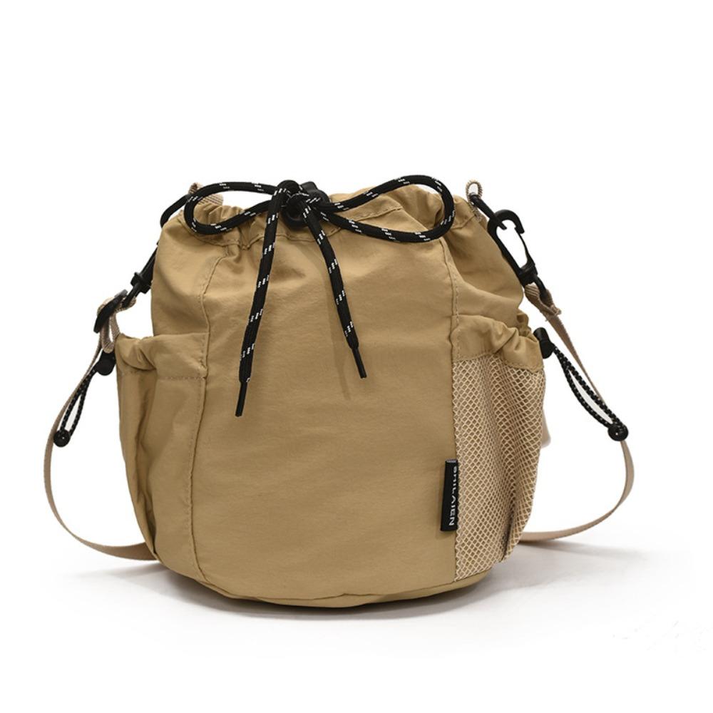 Korean Style Drawstring Bucket Bag Handbag Small Crossbody Bag Sweet Nylon Shoulder Bag  Travel